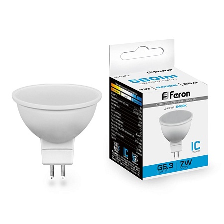 Лампа светодиодная Feron LB-26 MR16 G5.3 7W 175-265V 6400K - фото