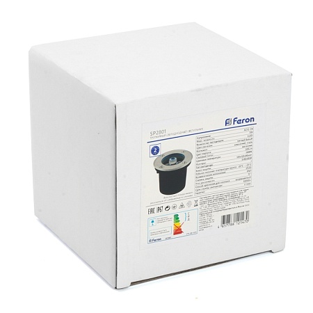 Светодиодный светильник тротуарный (грунтовый) Feron SP2801, 3W, AC/DC12-24V, низковольтный, 3000К, черный, D100*H80mm, вн.диаметр:70m - фото