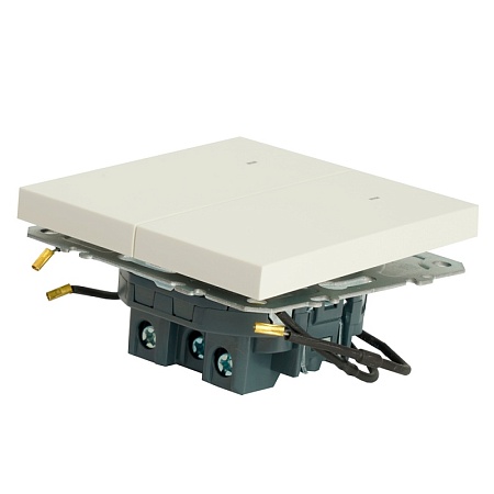 Выключатель 2-клавишный c индикатором (механизм), STEKKER, 250В, 10А, серия Эмили, RSW10-5102-01, белый фарфор, soft touch - фото