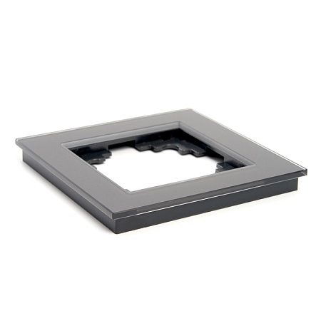 Рамка 1-местная, стекло, STEKKER, GFR00-7001-06, серия Катрин, графит - фото