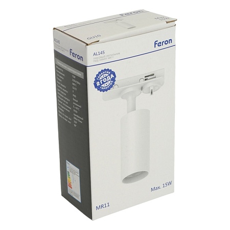 Светильник Feron AL145 трековый однофазный на шинопровод под лампу GU10, белый - фото