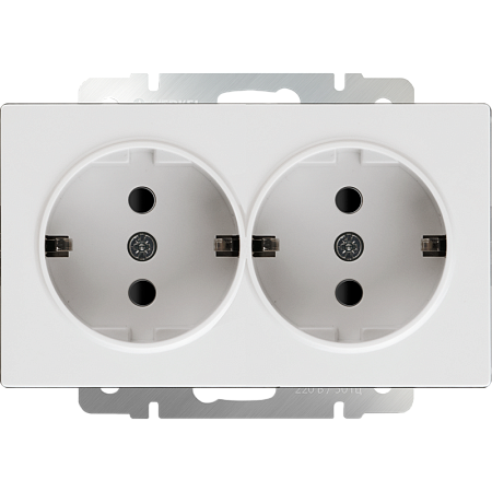 Розетка двойная с заземлением белая WL01-SKG-02-IP20 - фото