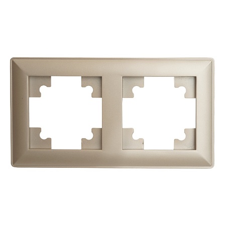 Рамка STEKKER, PFR00-7002-02 2-местная, пластик, серия Катрин, шампань - фото