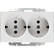 Розетка двойная с заземлением белая WL01-SKG-02-IP20 - фото