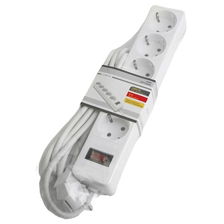 Сетевой фильтр 5-местный с/з STEKKER HM20-51-053x1мм2, 5 м, серия Optima, белый - фото