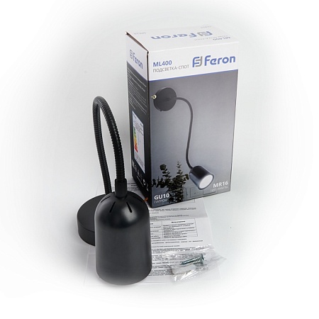 ML400 настенный под лампу с выключателем MR16/GU10, 35W,  черный - фото