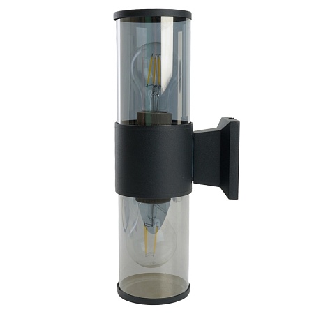 Светильник садово-парковый Feron DH1302, на стену вверх/вниз,  E27 230V, черный - фото