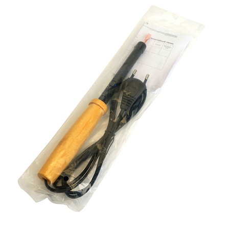 Паяльник с деревянной ручкой 65W, нихромовый нагреватель, долговечное жало, 230В, STEKKER  PLE110-60 - фото