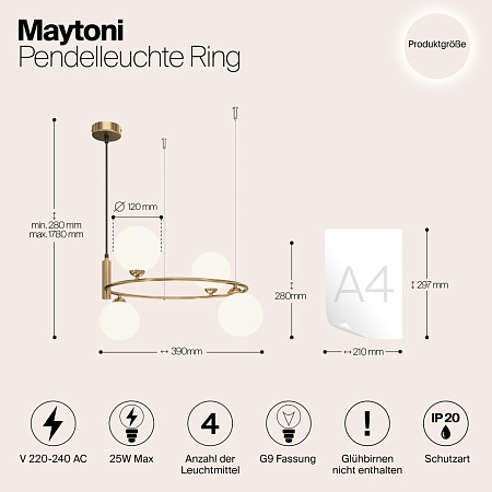 Подвесной светильник Maytoni Ring MOD013PL-04BS1 - фото