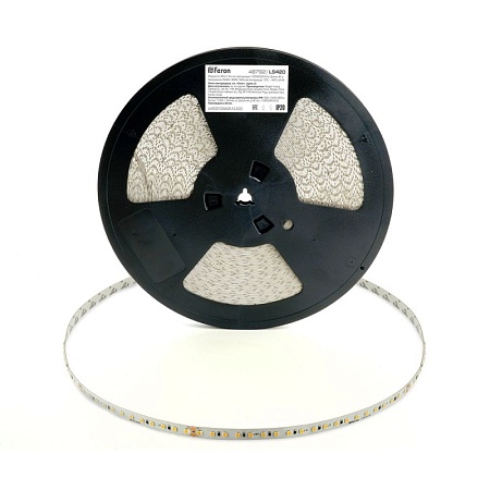 Лента светодиодная стабилизированная 120SMD(2835)/м 8Вт/м 48V 40000*10*1.22мм 4000К, IP20 LS420 FERON - фото