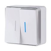 Выключатель двухклавишный с подсветкой Gallant белый WL15-03-03