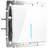 Выключатель одноклавишный с подсветкой белый WL01-SW-1G-LED