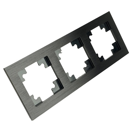 Рамка 3-местная, металл, STEKKER MFR00-7003-05, серия Катрин, черный - фото