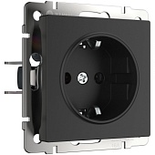 Розетка с заземлением черный матовый WL08-SKG-01-IP20