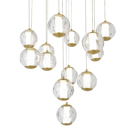 SL6520.303.13 Светильник подвесной ST-Luce латунь/прозрачный с пузырьками воздуха LED 1*65W 4000K HELMI - фото