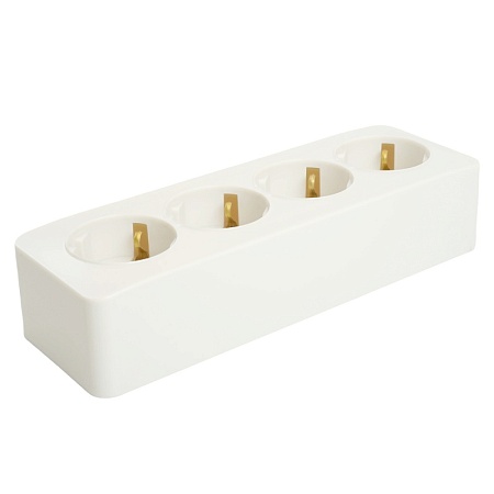 Розетка 4-местная с/з открытой установки, STEKKER, 250В, 16А, IP20, серия София, белый, MST16-14-01 - фото