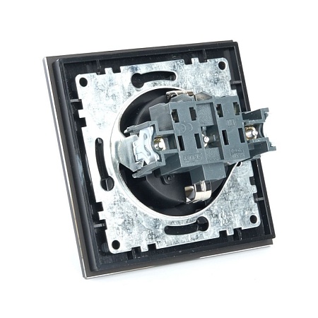 Розетка 1-местная с защитной шторкой с/з STEKKER GLS16-7010-05, 250В, 16А, черный - фото