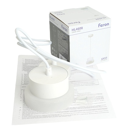 Светильник потолочный Feron Barrel HL4608 OPAL levitation 12W, 230V, GX53, белый, на подвесе 1,7 м - фото