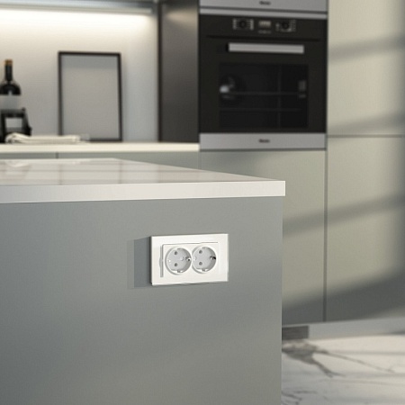 Розетка двойная с заземлением (белый матовый) W1172061 - фото