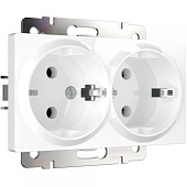 Розетка двойная с заземлением белая WL01-SKG-02-IP20