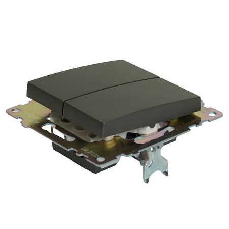 Переключатель 2-клавишный (механизм), 250В, 10А, серия Катрин, графит, GLS10-7107-06 - фото