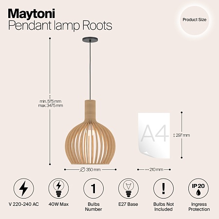 Подвесной светильник Maytoni Roots MOD194PL-01W - фото