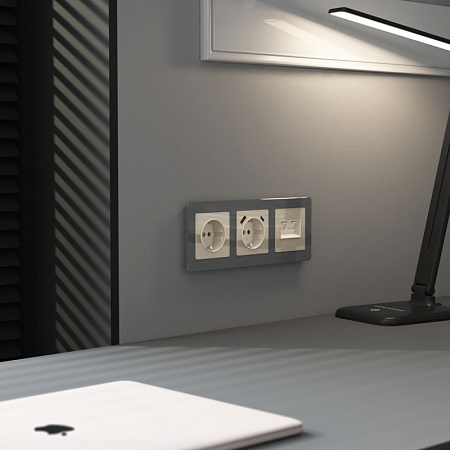 Накладка для двойной розетки Еthernet RJ-45 (айвори акрил) W1191143 - фото