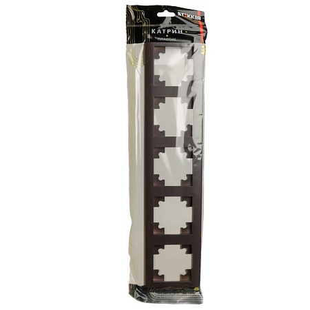 Рамка STEKKER, PFR00-7005-08 5-местная, пластик, серия Катрин, золото - фото