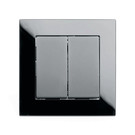 Выключатель 2-клавишный STEKKER GLS10-7004-05, 250В, 10А, серия Катрин, черный - фото