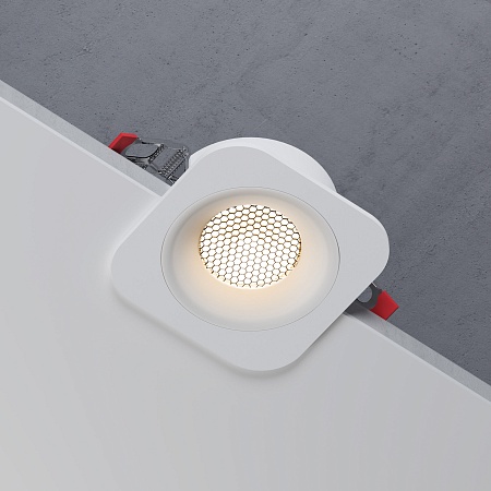 Светильник встраиваемый с антибликовой решеткой Tetro 10W 3000K белый IP44 15276/LED Elektrostandard - фото