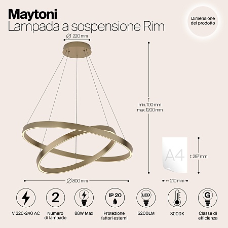 Подвесной светильник Maytoni Rim MOD058PL-L74BS4K - фото