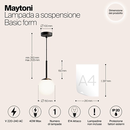 Подвесной светильник Maytoni Basic form MOD321PL-01B - фото