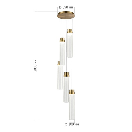 Светильник подвесной ST-Luce Латунь/Прозрачный LED 5*12W 4000K SL6236.303.05 - фото