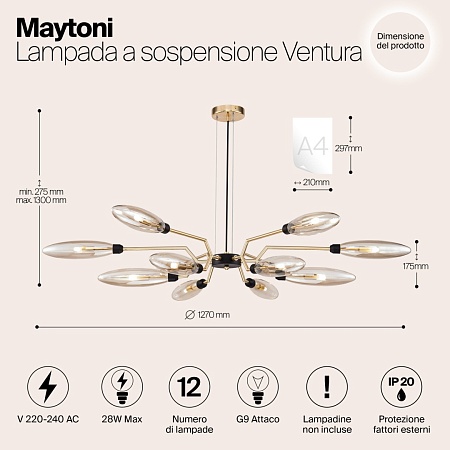 Подвесной светильник Maytoni Ventura MOD012CL-12G - фото