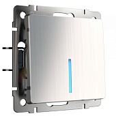 Выключатель одноклавишный с подсветкой глянцевый никель WL02-SW-1G-LED