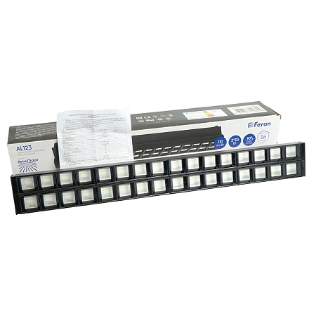Светодиодный светильник Feron AL123 трековый однофазный на шинопровод 2*30W 6500K 60 градусов черный - фото