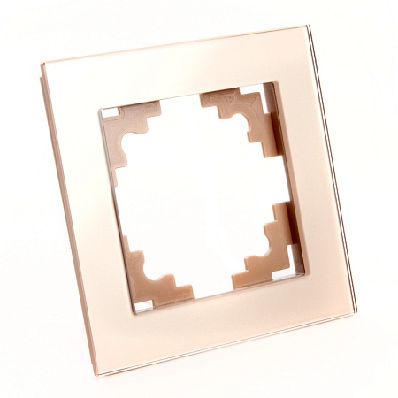 Рамка 1-местная, стекло, STEKKER, GFR00-7001-02, серия Катрин, шампань - фото