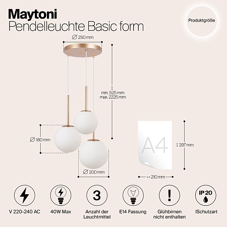 Подвесной светильник Maytoni Basic form MOD321PL-03G1 - фото