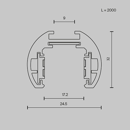 Шинопровод 2м exility круглый низкопрофильный черный Technical Busbar trunkings Exility TRXM034-R-412B - фото