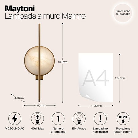 Настенный светильник (бра) Maytoni Marmo MOD099WL-01G - фото