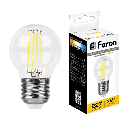 Лампа светодиодная Feron LB-52 Шарик E27 7W 230V 2700K - фото