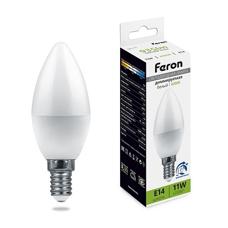 Лампа светодиодная диммируемая Feron LB-771 Свеча E14 11W 230V 4000K - фото