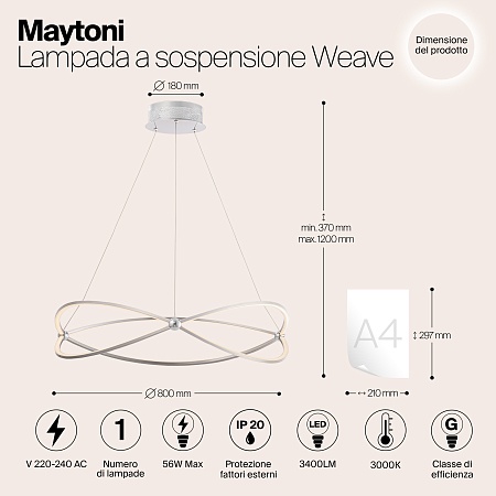 Подвесной светильник Maytoni Weave MOD062PL-L56CH3K - фото