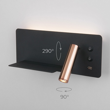 Настенный светодиодный светильник Fant R LED чёрный/золото MRL LED 1113 Elektrostandard - фото