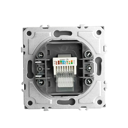 Розетка компьютерная 1-местная RJ-45 (механизм), STEKKER, серия Эмили, RST00-5117-10, платиново-серый, soft touch - фото