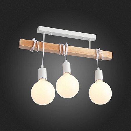 Светильник подвесной Белый, Светлое дерево E27 3*60W SL1142.503.03 - фото