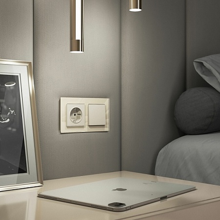 Выключатель одноклавишный (айвори матовый) W1110062 - фото