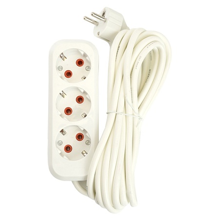 Удлинитель трехместный с/з  STEKKER HM06-31-07 3x1мм2, 7м, серия Home (У10-002), белый - фото