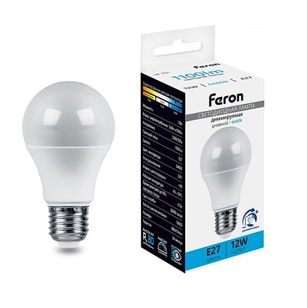 Лампа светодиодная диммируемая Feron LB-931 Шар E27 12W 230V 6400K - фото