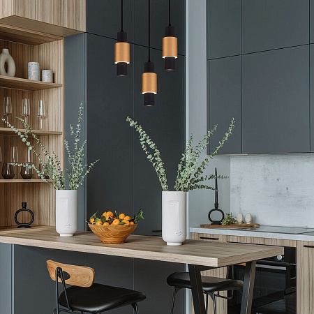 Подвесной акцентный светильник Eurosvet 50204/1 LED черный/матовое золото - фото